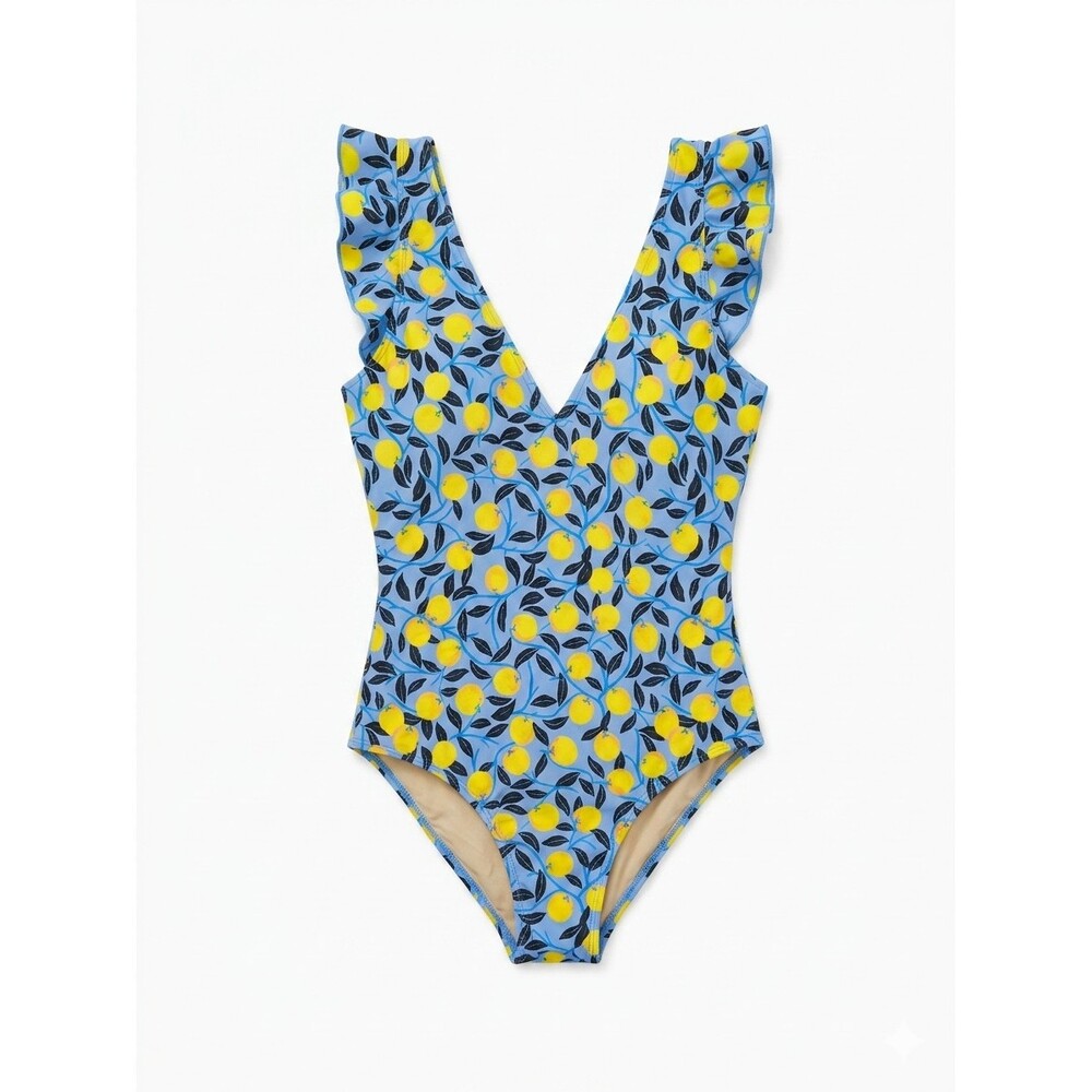 Summersalt Diane von Furstenberg Lemon Ruffle Oasis Swimsuit 12 One Piece DVF